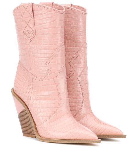 pink fendi cowboy boots|Fendi leather boots.